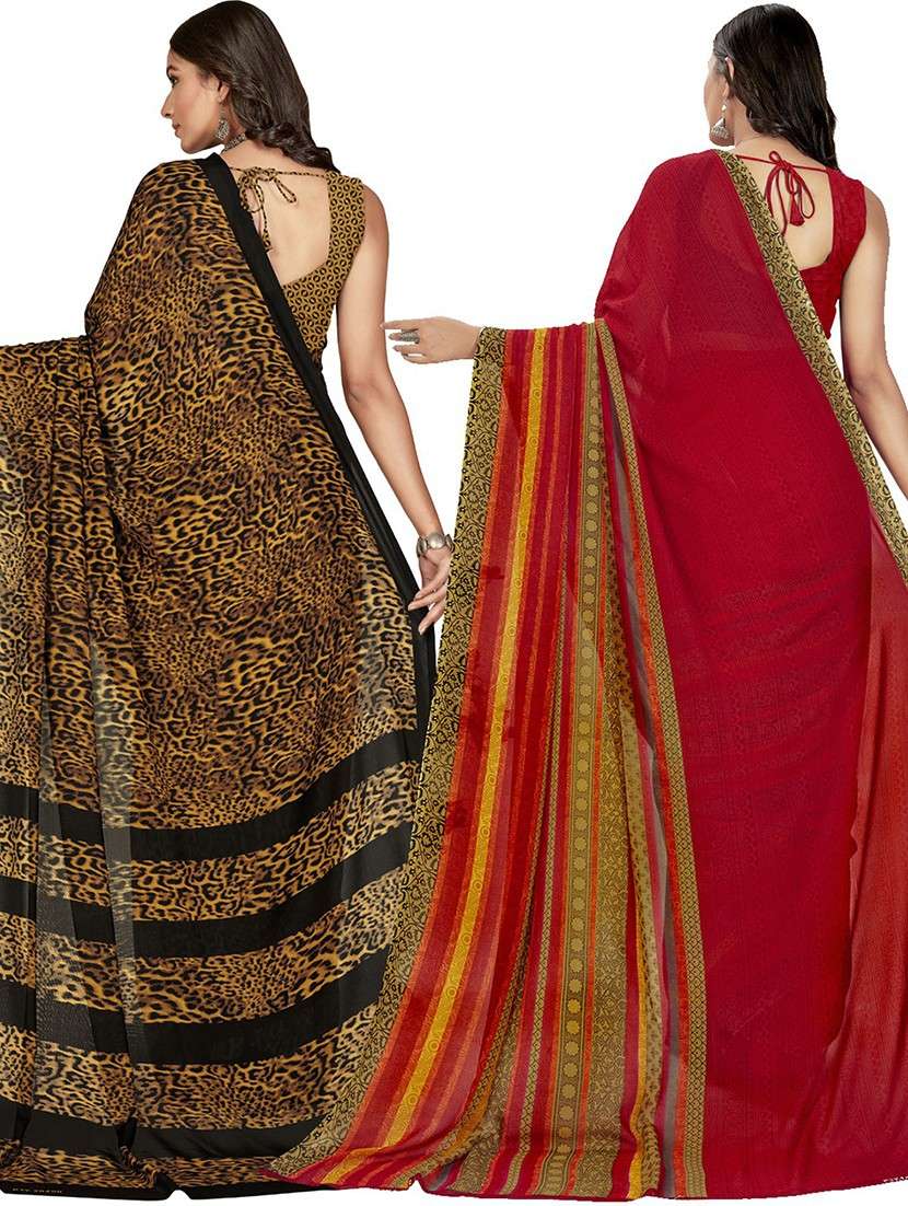 women pack of 2 casual wear sarees with blouse - 21474245 -  Standard Image - 1