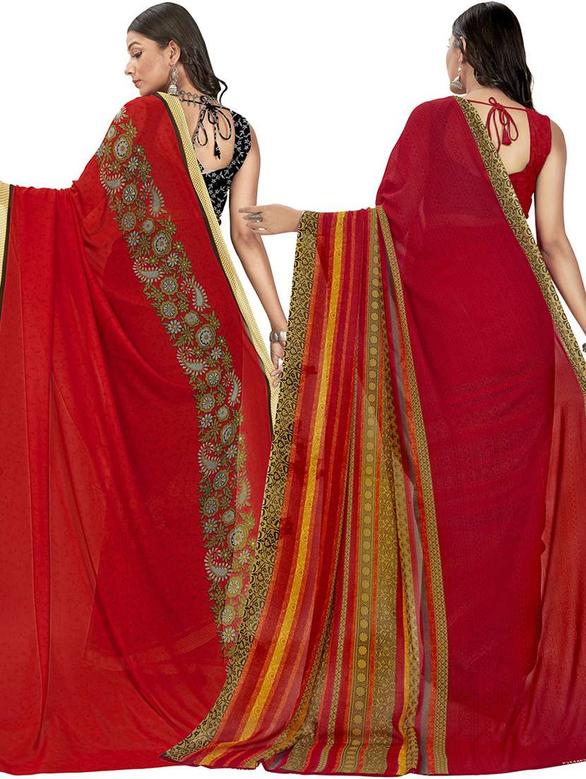 women pack of 2 casual wear sarees with blouse - 21474247 -  Standard Image - 1