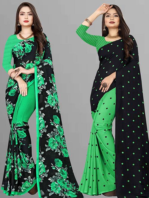 women pack of 2 casual wear sarees with blouse - 21474249 - Standard Image - 0