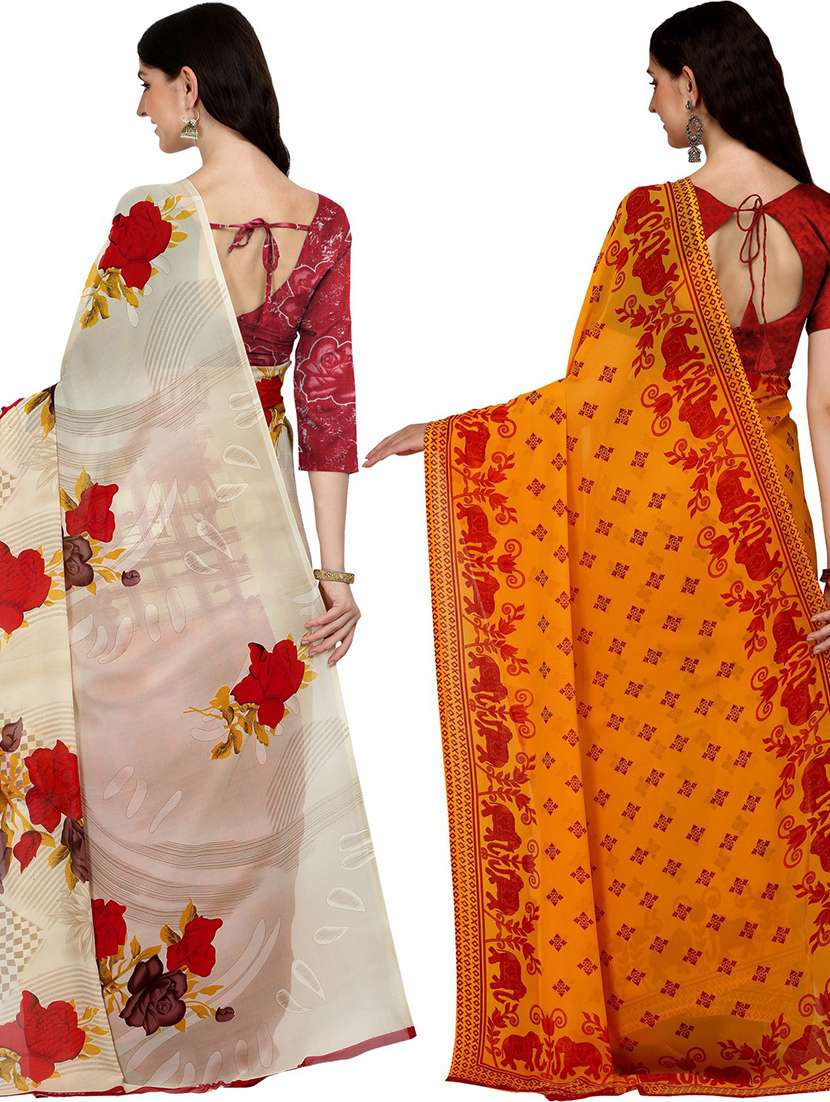 women pack of 2 casual wear sarees with blouse - 21474283 -  Standard Image - 1