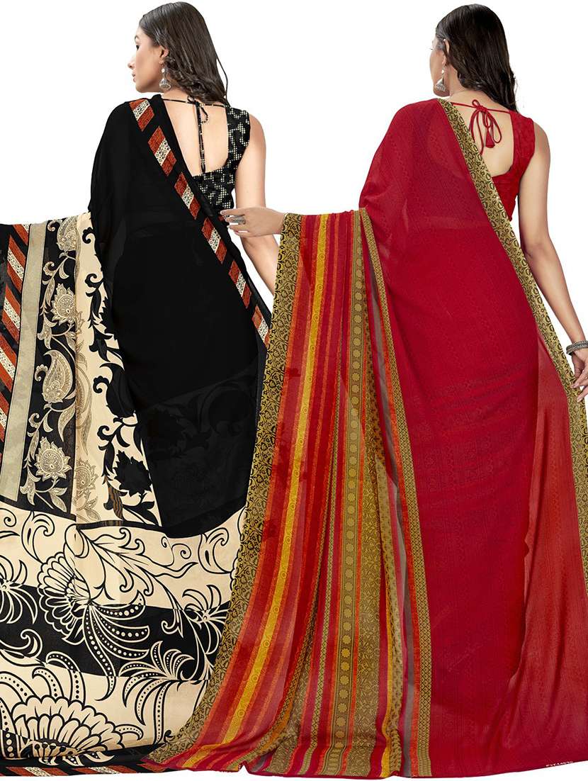 women pack of 2 printed casual wear saree with blouse - 21474287 -  Standard Image - 1