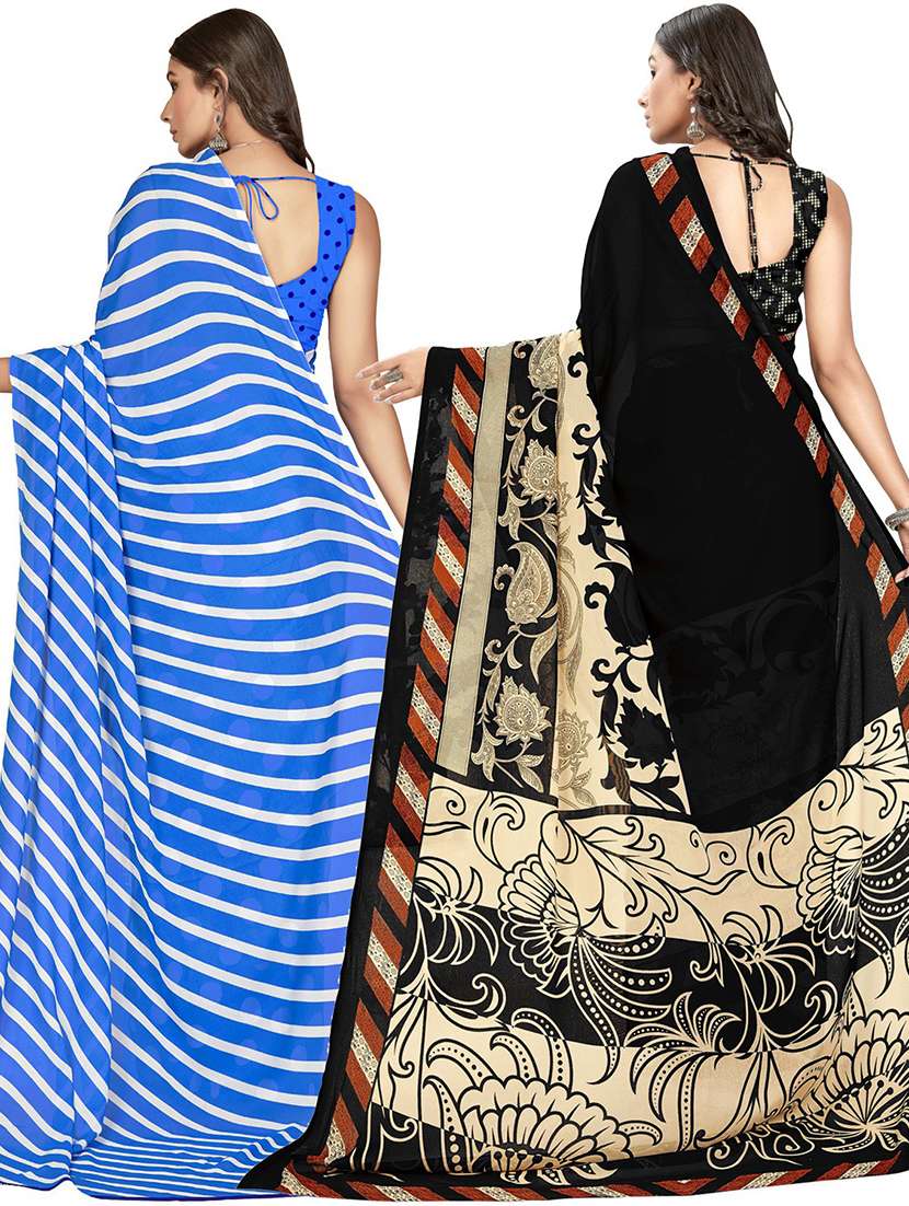 women pack of 2 printed casual wear saree with blouse - 21474290 -  Standard Image - 1