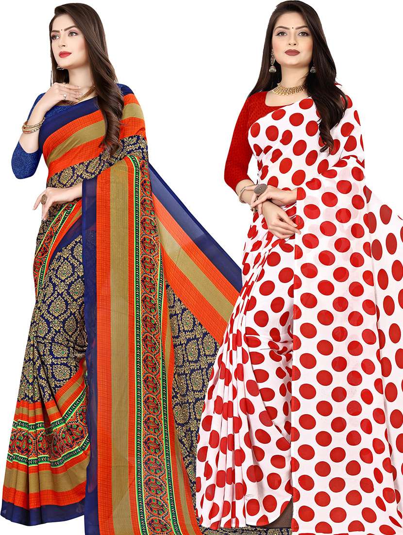 women pack of 2 printed casual wear saree with blouse - 21474300 -  Standard Image - 1