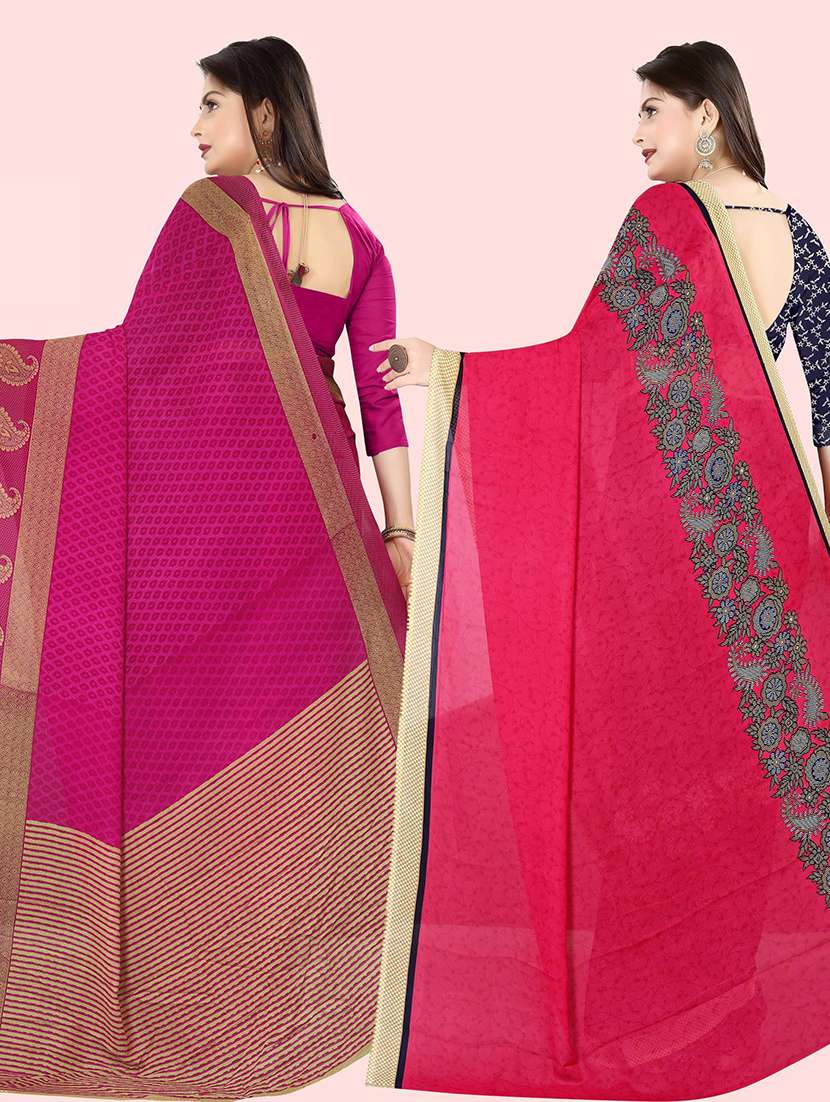 women pack of 2 printed casual wear saree with blouse - 21474304 -  Standard Image - 1