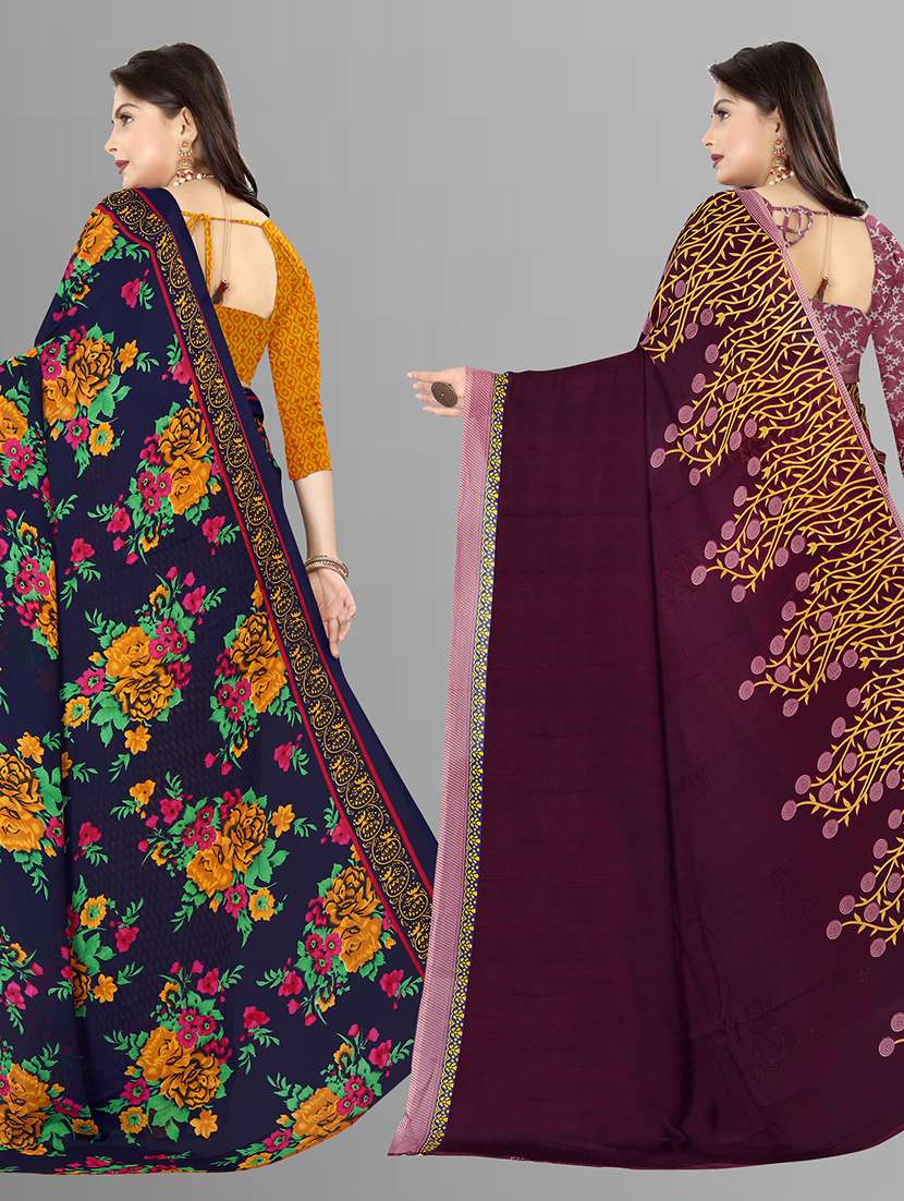 women pack of 2 printed casual wear saree with blouse - 21474306 -  Standard Image - 1