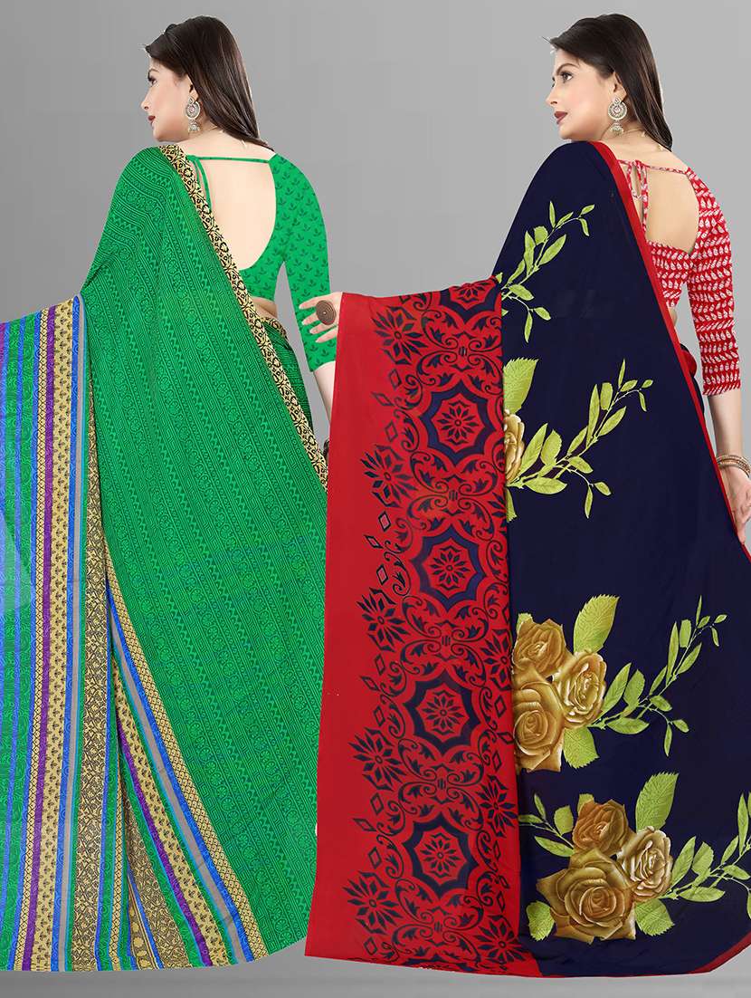 women pack of 2 printed casual wear saree with blouse - 21474315 -  Standard Image - 1