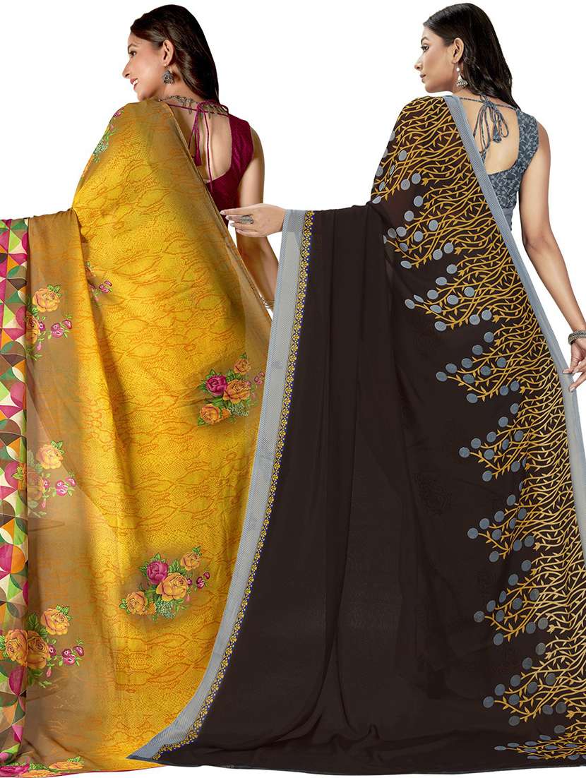 women pack of 2 printed casual wear saree with blouse - 21474338 -  Standard Image - 1