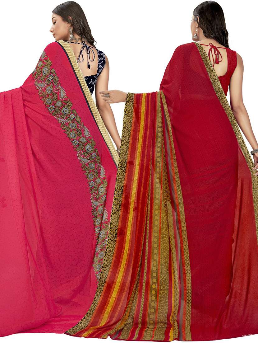 women pack of 2 printed casual wear saree with blouse - 21474366 -  Standard Image - 1