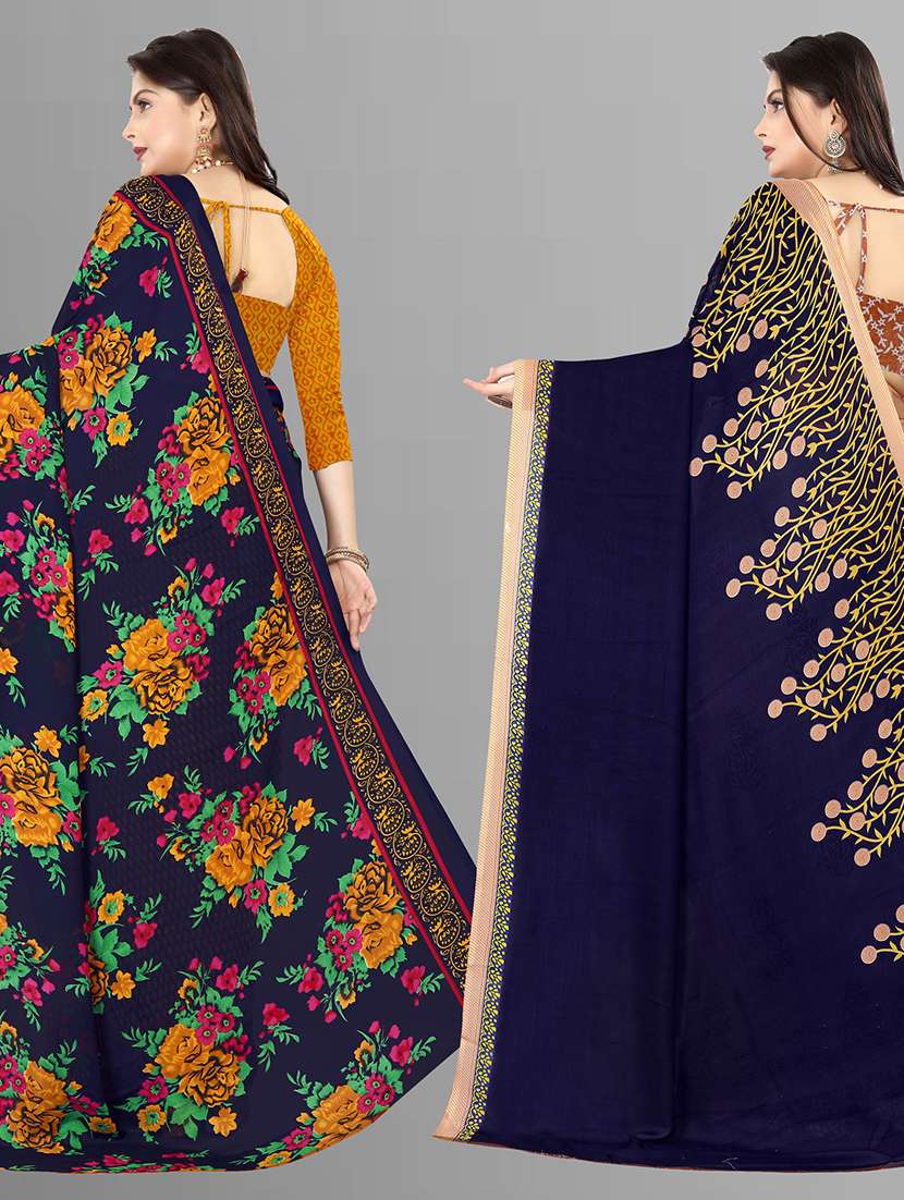 pack of 2 casual wear combo sarees with blouse - 21474399 -  Standard Image - 1