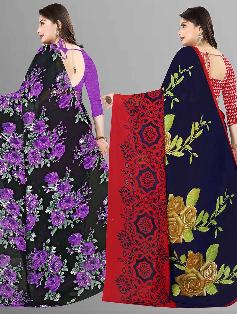 pack of 2 casual wear combo sarees with blouse - 21474416 -  Standard Image - 1