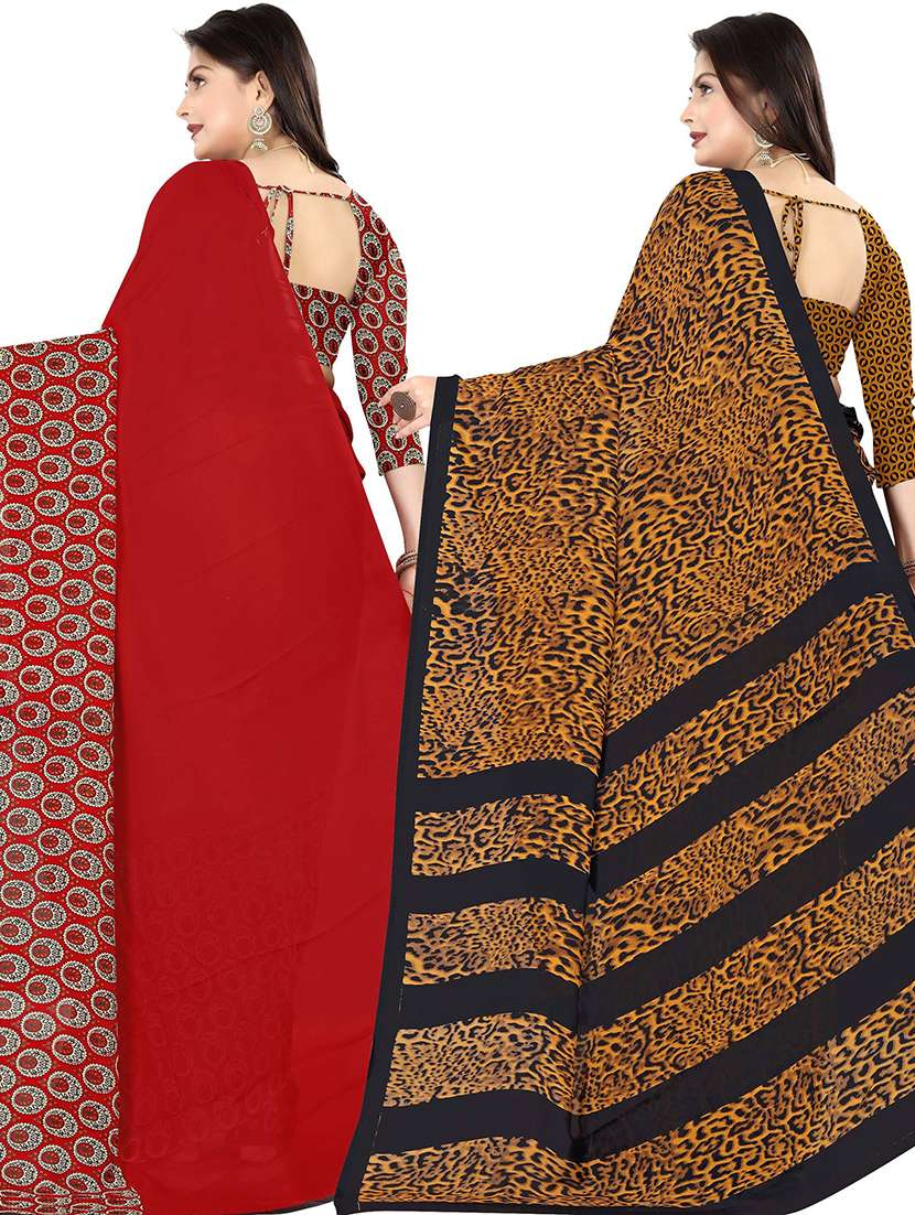 pack of 2 casual wear combo sarees with blouse - 21474418 -  Standard Image - 1