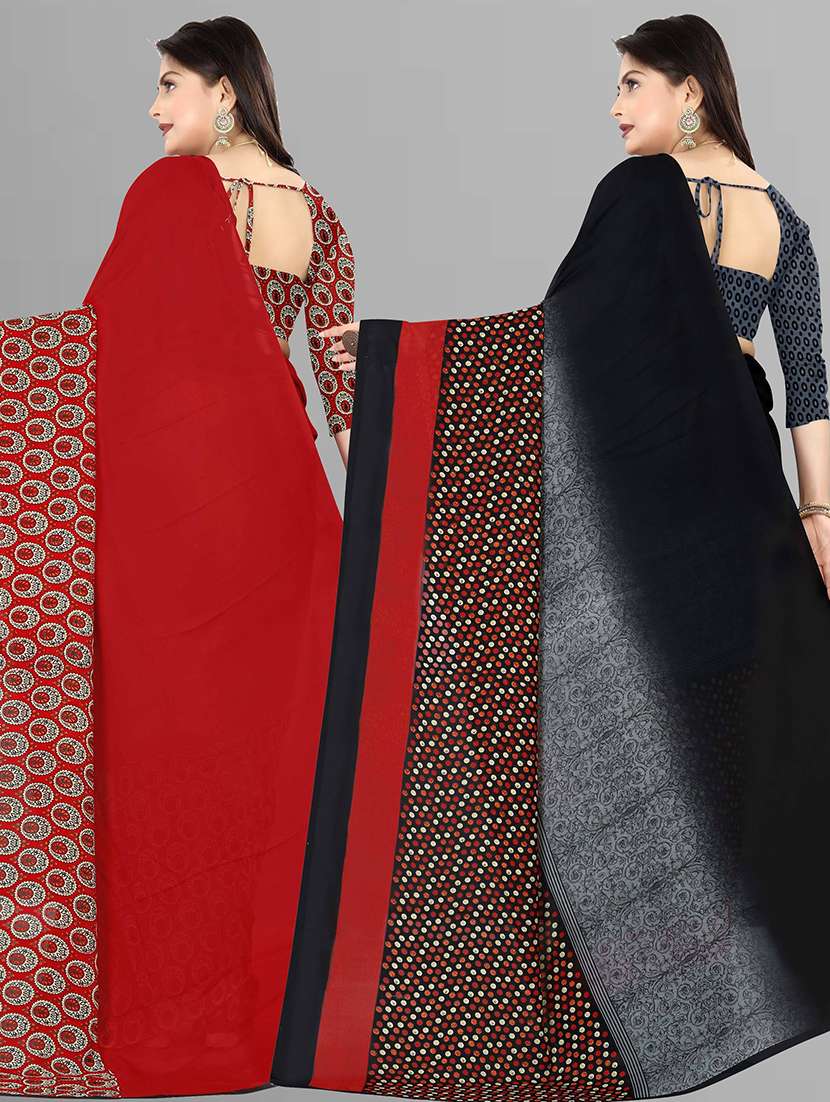 pack of 2 casual wear combo sarees with blouse - 21474447 -  Standard Image - 1
