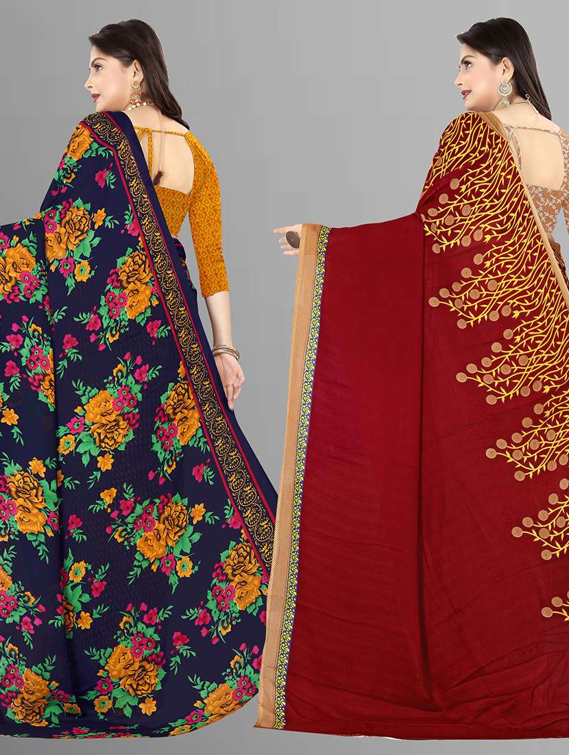 pack of 2 casual wear combo sarees with blouse - 21474455 -  Standard Image - 1