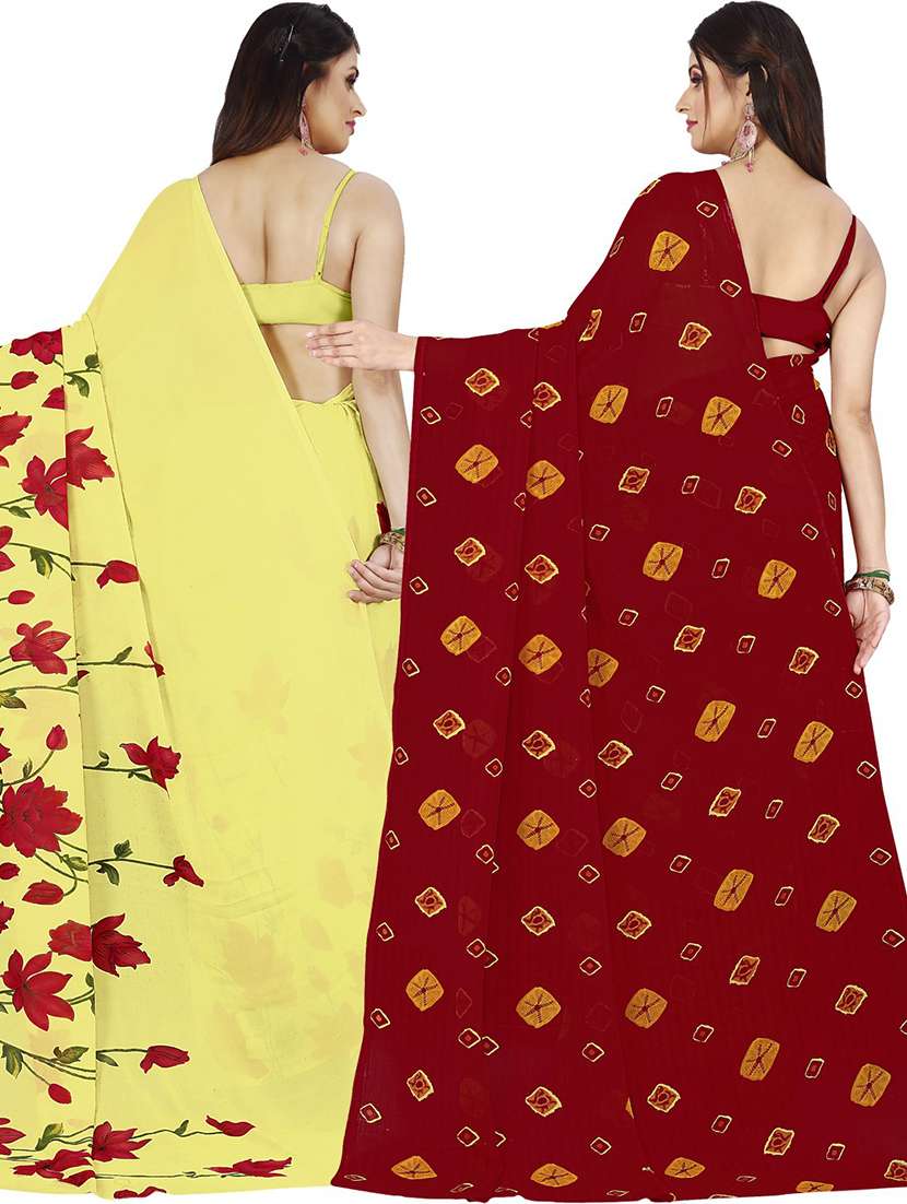 pack of 2 casual wear combo sarees with blouse - 21474504 - Standard Image - 1