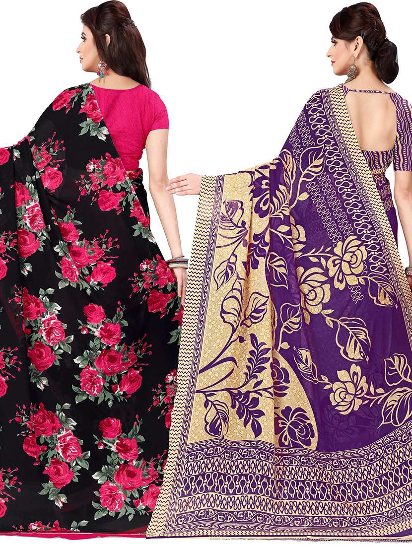 pack of 2 casual wear combo sarees with blouse - 21474507 -  Standard Image - 1