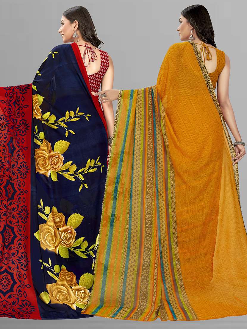 women pack of 2 casual wear combo sarees with blouse - 21474552 -  Standard Image - 1