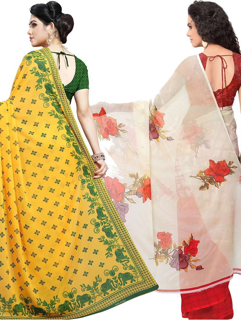women pack of 2 casual wear combo sarees with blouse - 21474564 -  Standard Image - 1