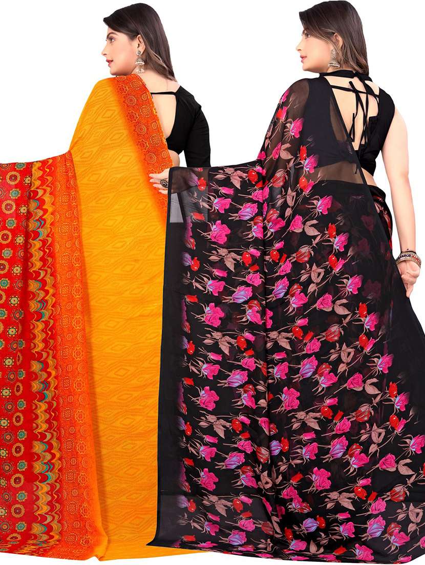 women pack of 2 casual wear combo sarees with blouse - 21474595 - Standard Image - 1
