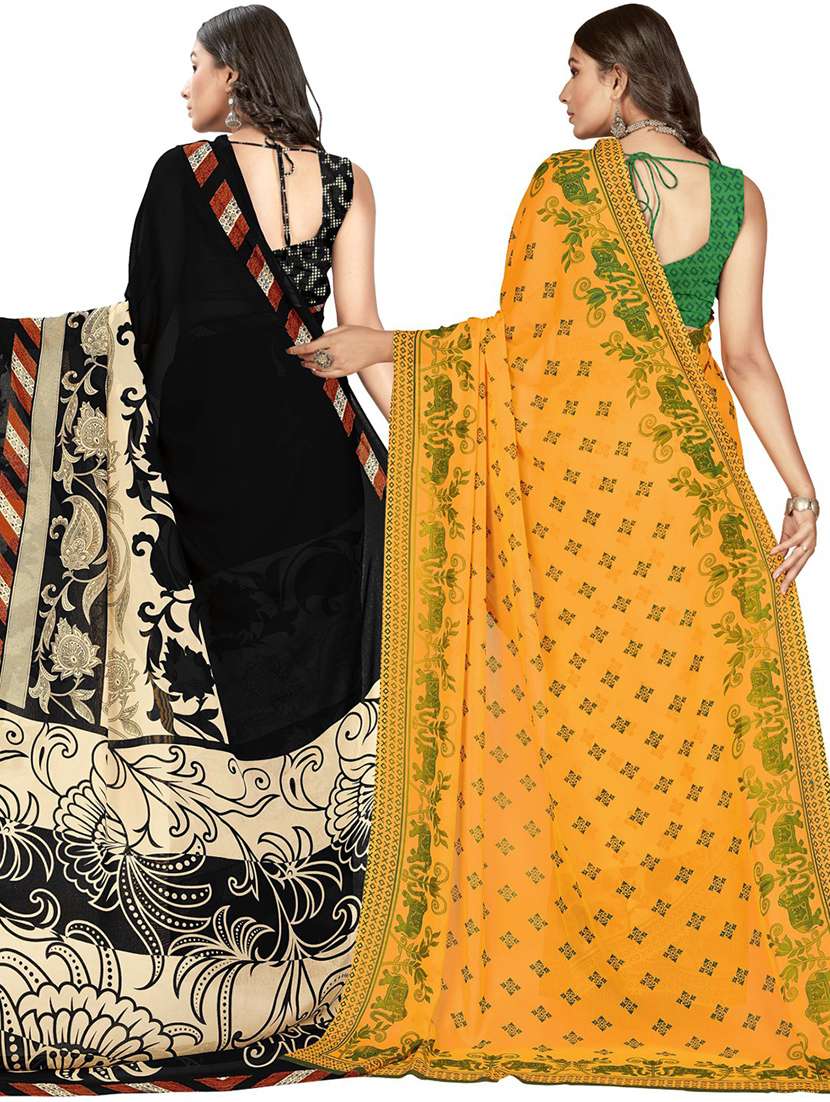 women pack of 2 casual wear combo sarees with blouse - 21474610 -  Standard Image - 1