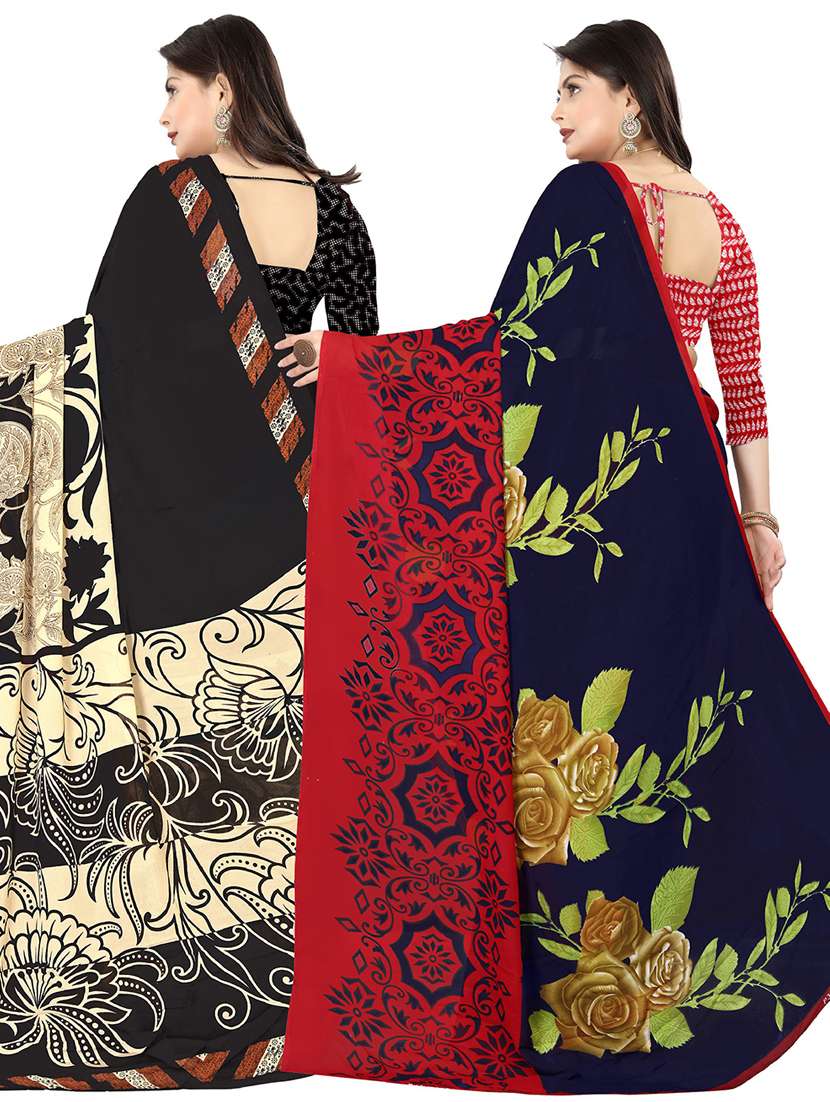 women pack of 2 casual wear sarees with blouse - 21474614 -  Standard Image - 1
