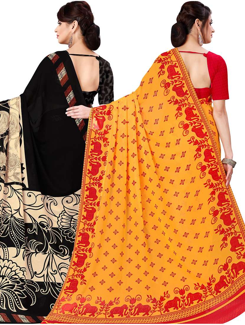 women pack of 2 casual wear sarees with blouse - 21474618 -  Standard Image - 1