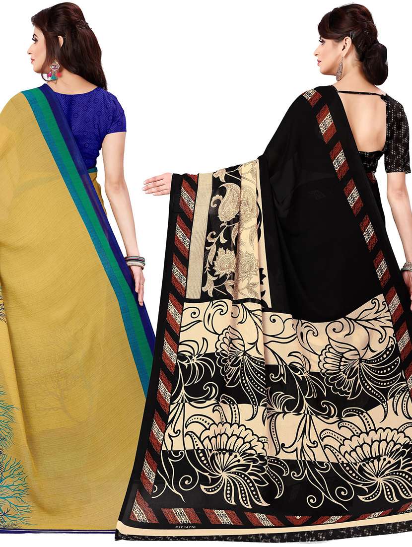 women pack of 2 casual wear combo sarees with blouse - 21474619 -  Standard Image - 1