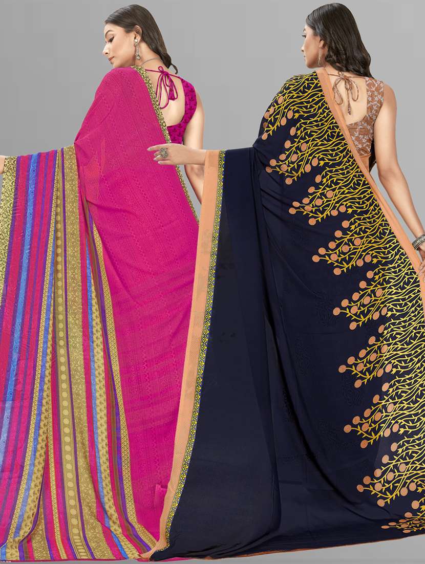pack of 2 printed casual wear combo saree with blouse - 21474645 -  Standard Image - 1