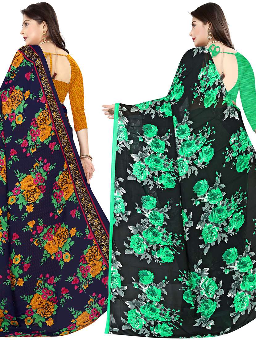 women pack of 2 casual wear combo sarees with blouse - 21474724 -  Standard Image - 1