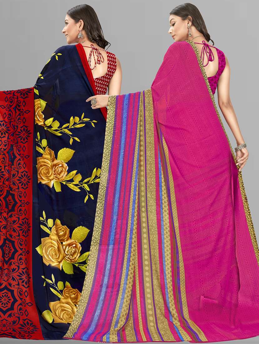 women pack of 2 casual wear combo sarees with blouse - 21474731 -  Standard Image - 1