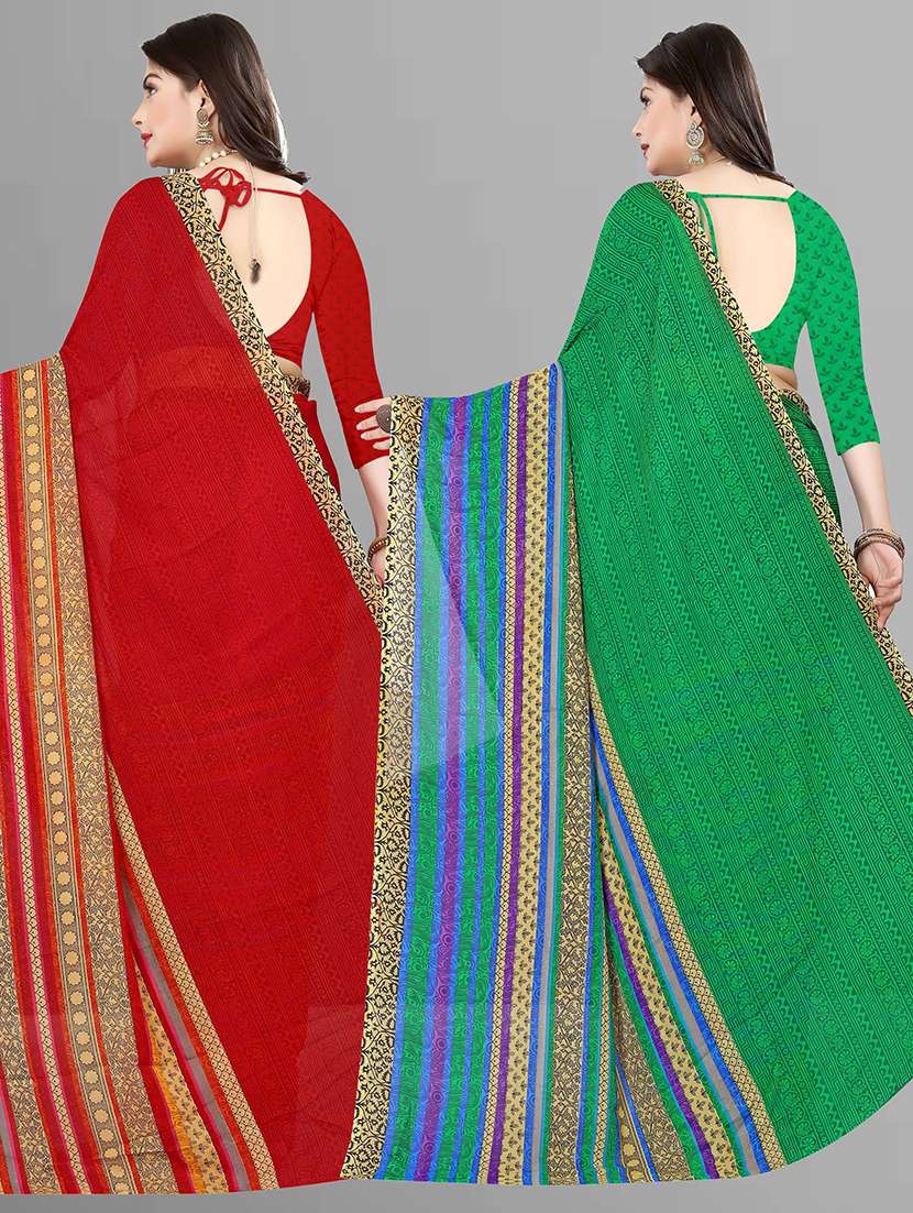 women pack of 2 casual wear combo sarees with blouse - 21474781 -  Standard Image - 1