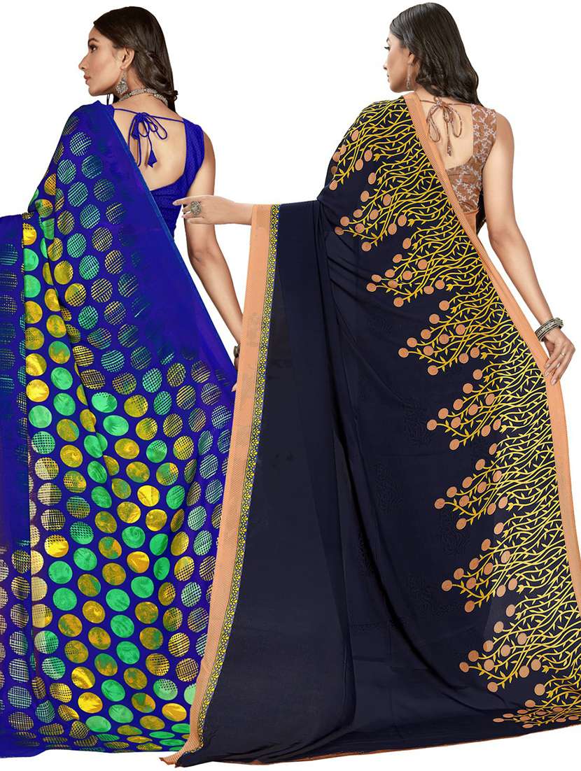 women pack of 2 casual wear combo sarees with blouse - 21474791 -  Standard Image - 1