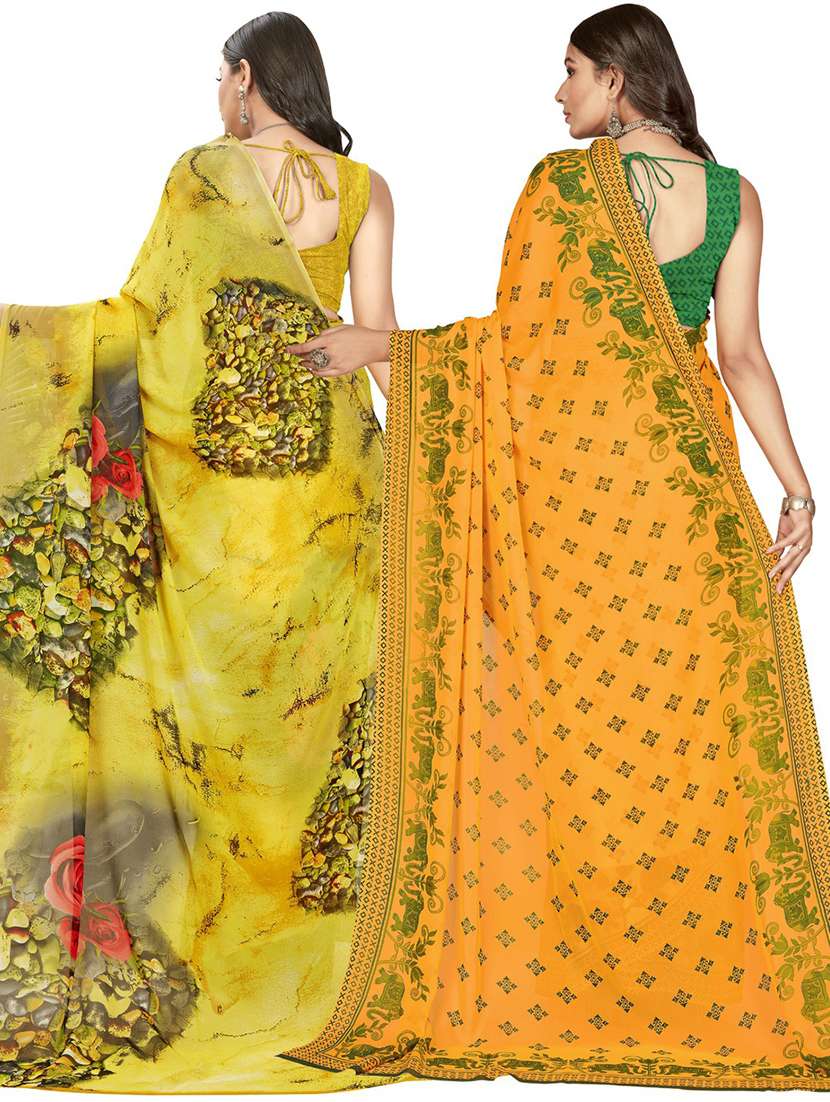 women pack of 2 casual wear combo sarees with blouse - 21474807 -  Standard Image - 1