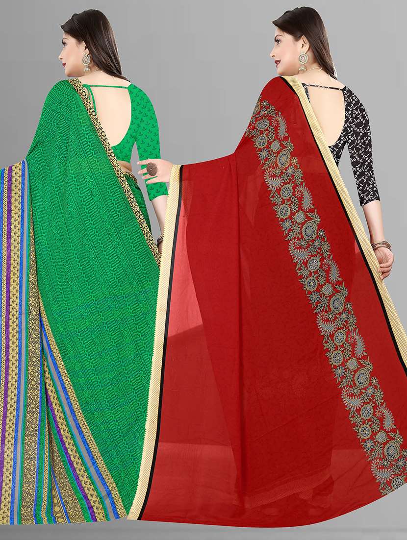 women pack of 2 casual wear sarees with blouse - 21474862 -  Standard Image - 1