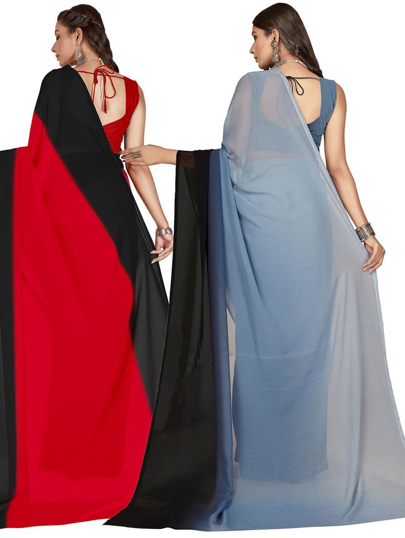 women pack of 2 printed casual wear saree with blouse - 21474967 - Standard Image - 1
