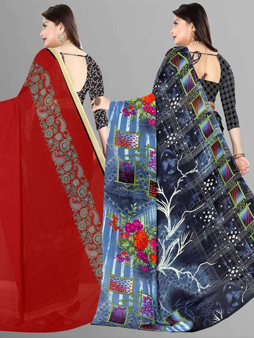women pack of 2 printed casual wear saree with blouse - 21475152 -  Standard Image - 1