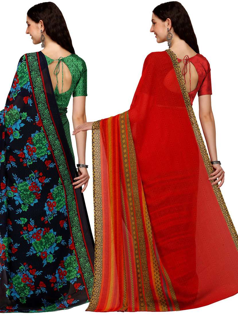 women pack of 2 printed casual wear saree with blouse - 21475159 - Standard Image - 1