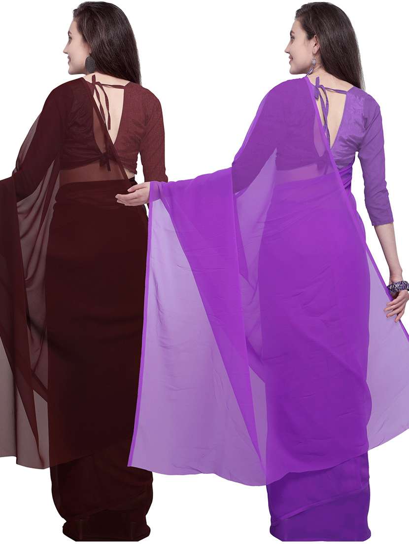women pack of 2 casual wear combo sarees with blouse - 21475207 -  Standard Image - 1