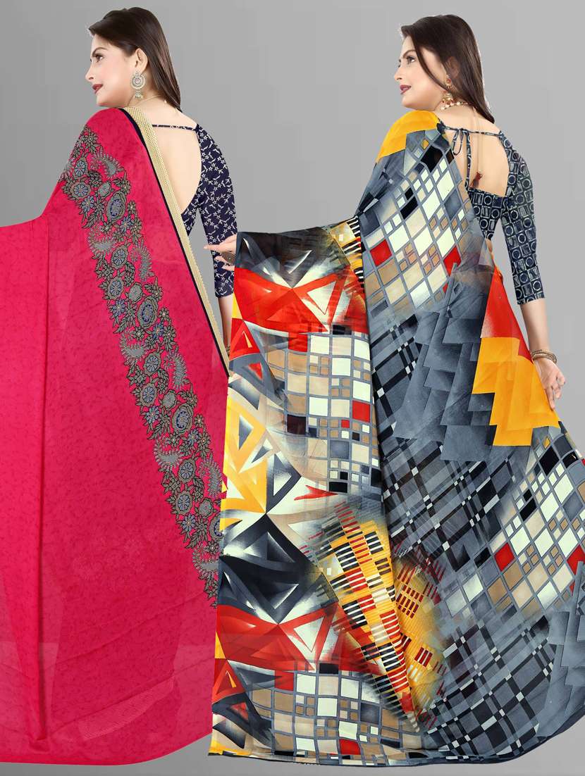 women pack of 2 casual wear combo sarees with blouse - 21475272 -  Standard Image - 1
