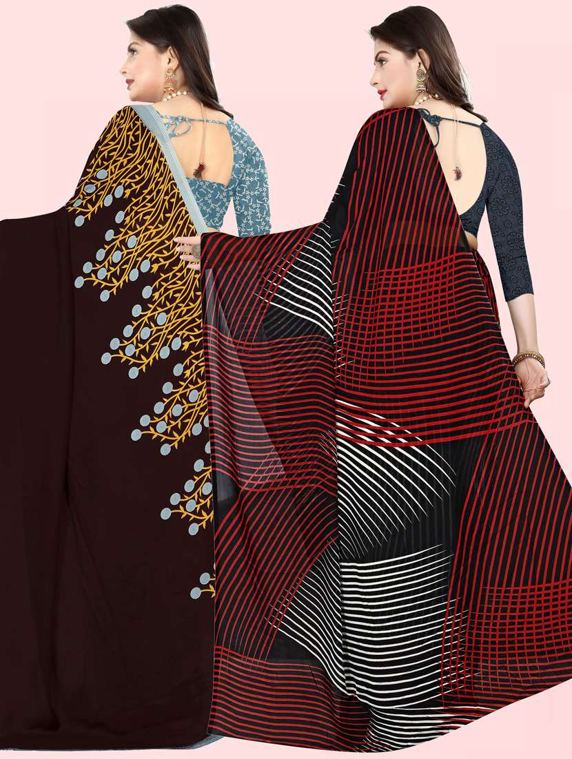 women pack of 2 casual wear combo sarees with blouse - 21475273 -  Standard Image - 1