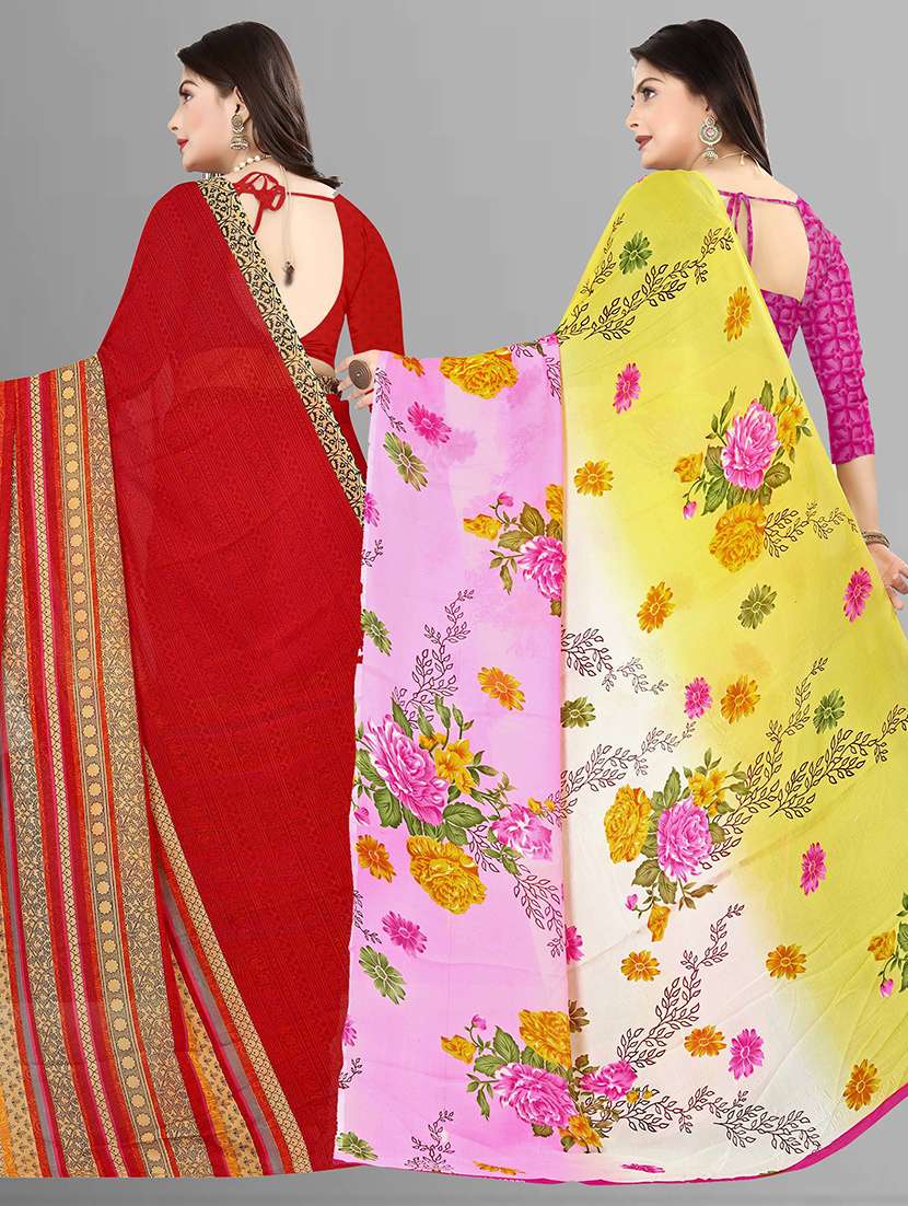 women pack of 2 casual wear combo sarees with blouse - 21475336 -  Standard Image - 1
