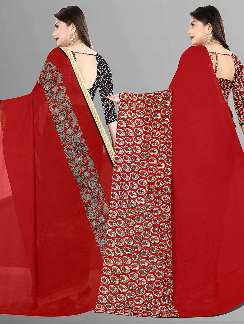 women pack of 2 casual wear combo sarees with blouse - 21475339 -  Standard Image - 1