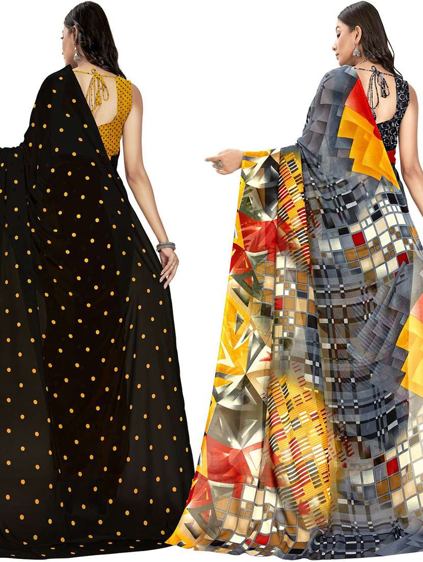 women pack of 2 casual wear combo sarees with blouse - 21475397 -  Standard Image - 1