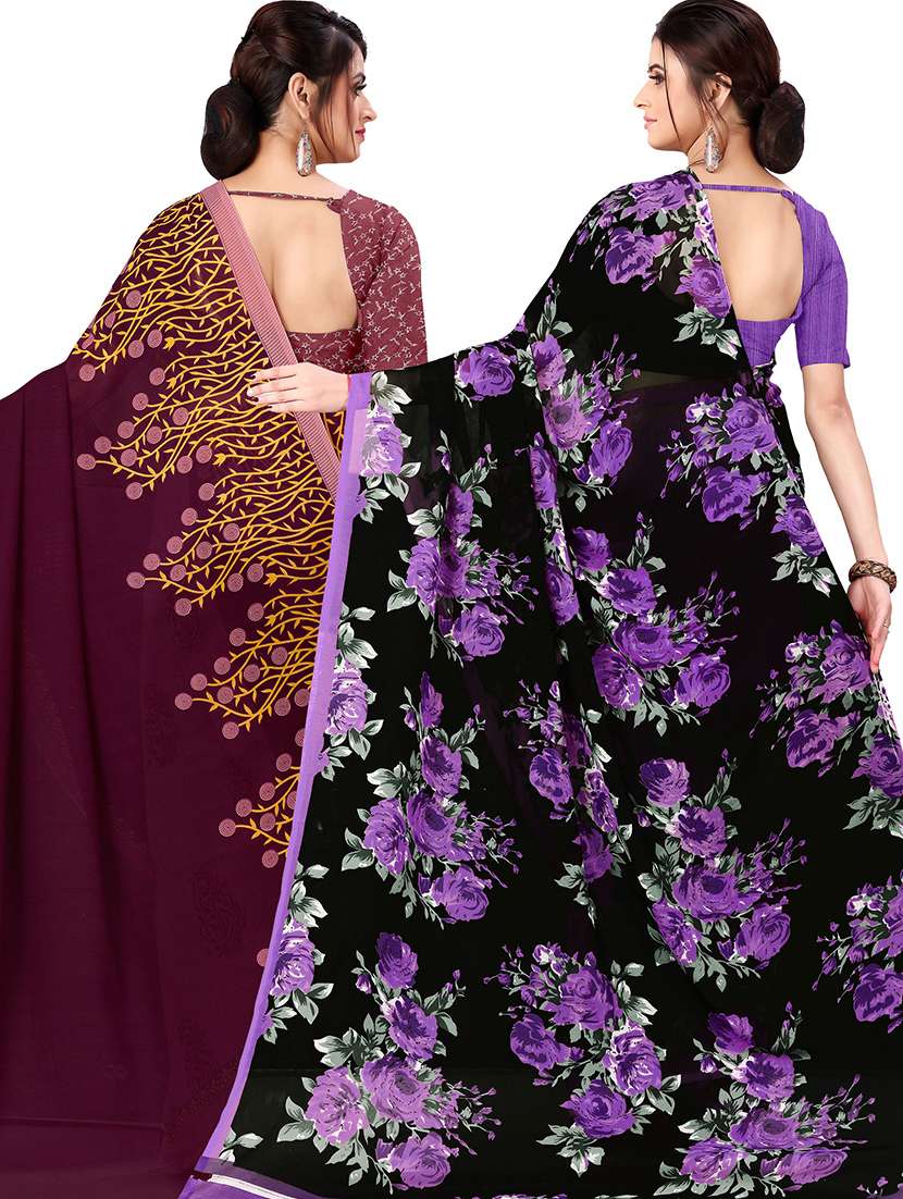women pack of 2 casual wear combo sarees with blouse - 21475439 -  Standard Image - 1