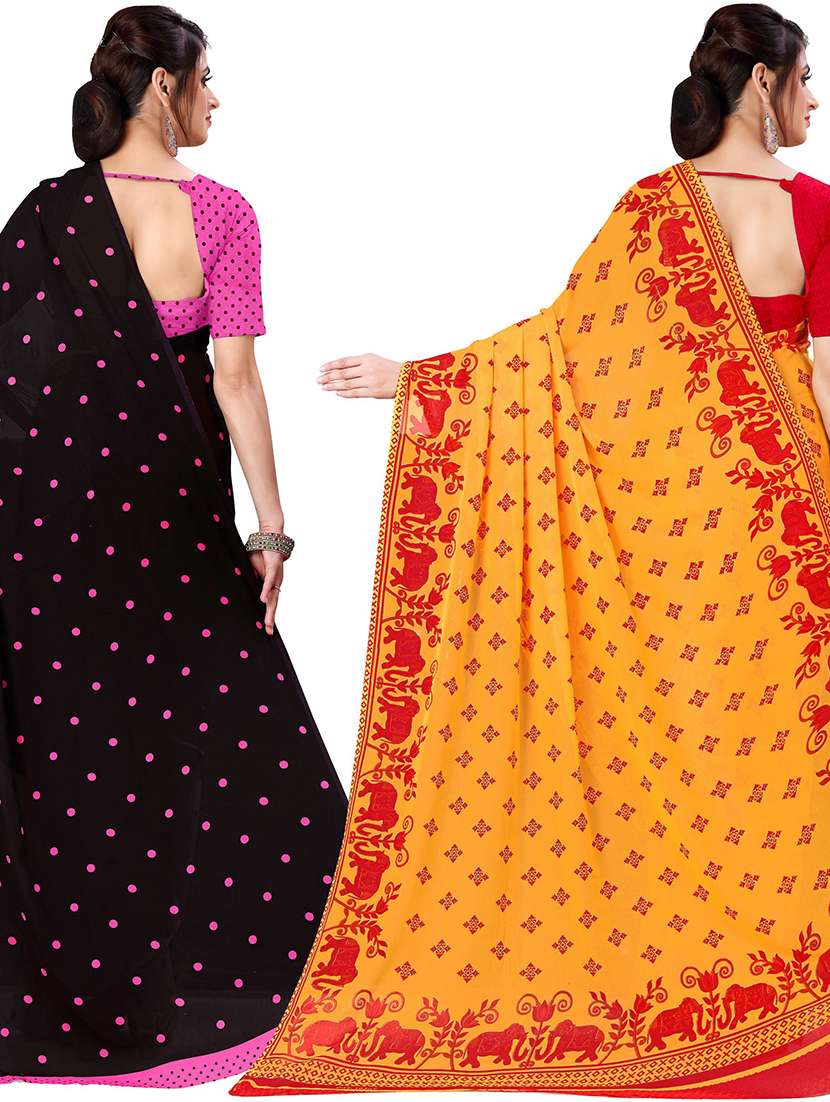 women pack of 2 casual wear sarees with blouse - 21475449 -  Standard Image - 1