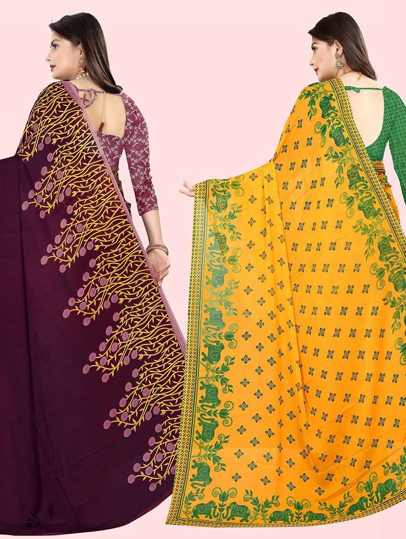 women pack of 2 casual wear combo sarees with blouse - 21475464 -  Standard Image - 1