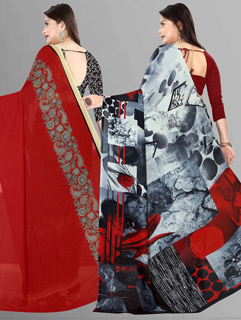 women pack of 2 casual wear combo sarees with blouse - 21475502 -  Standard Image - 1