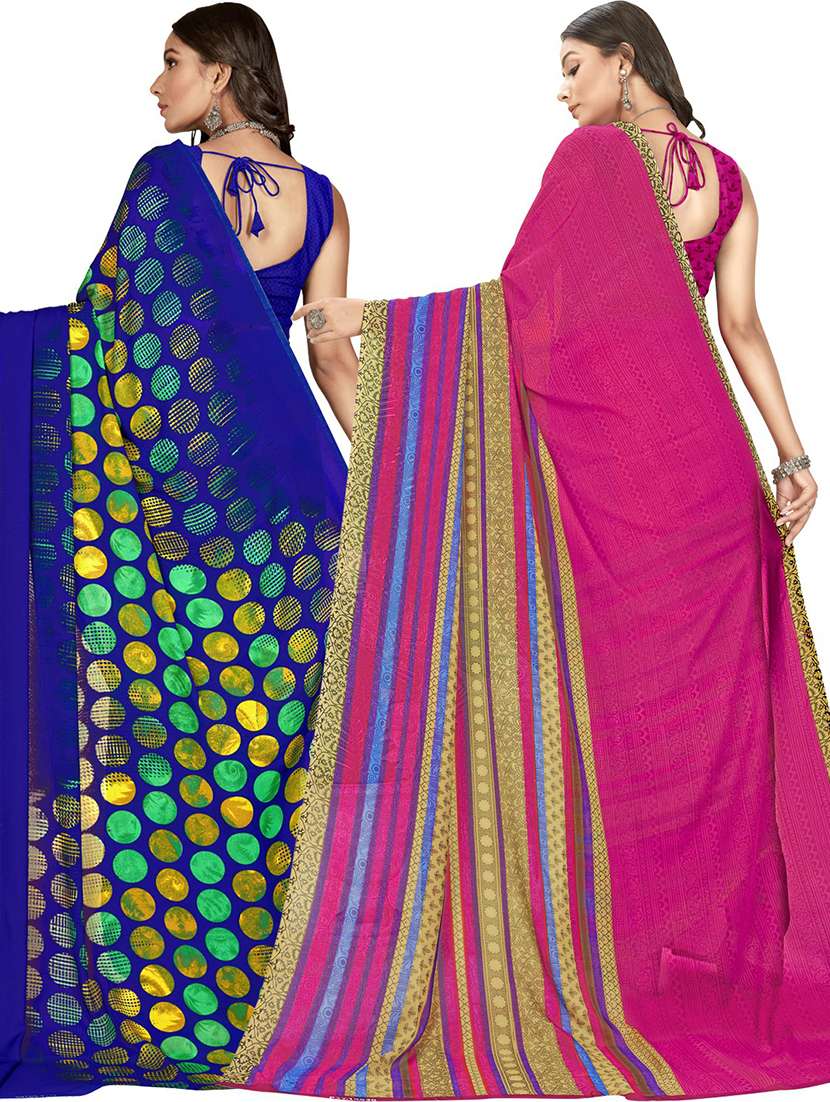 women pack of 2 casual wear combo sarees with blouse - 21475530 -  Standard Image - 1