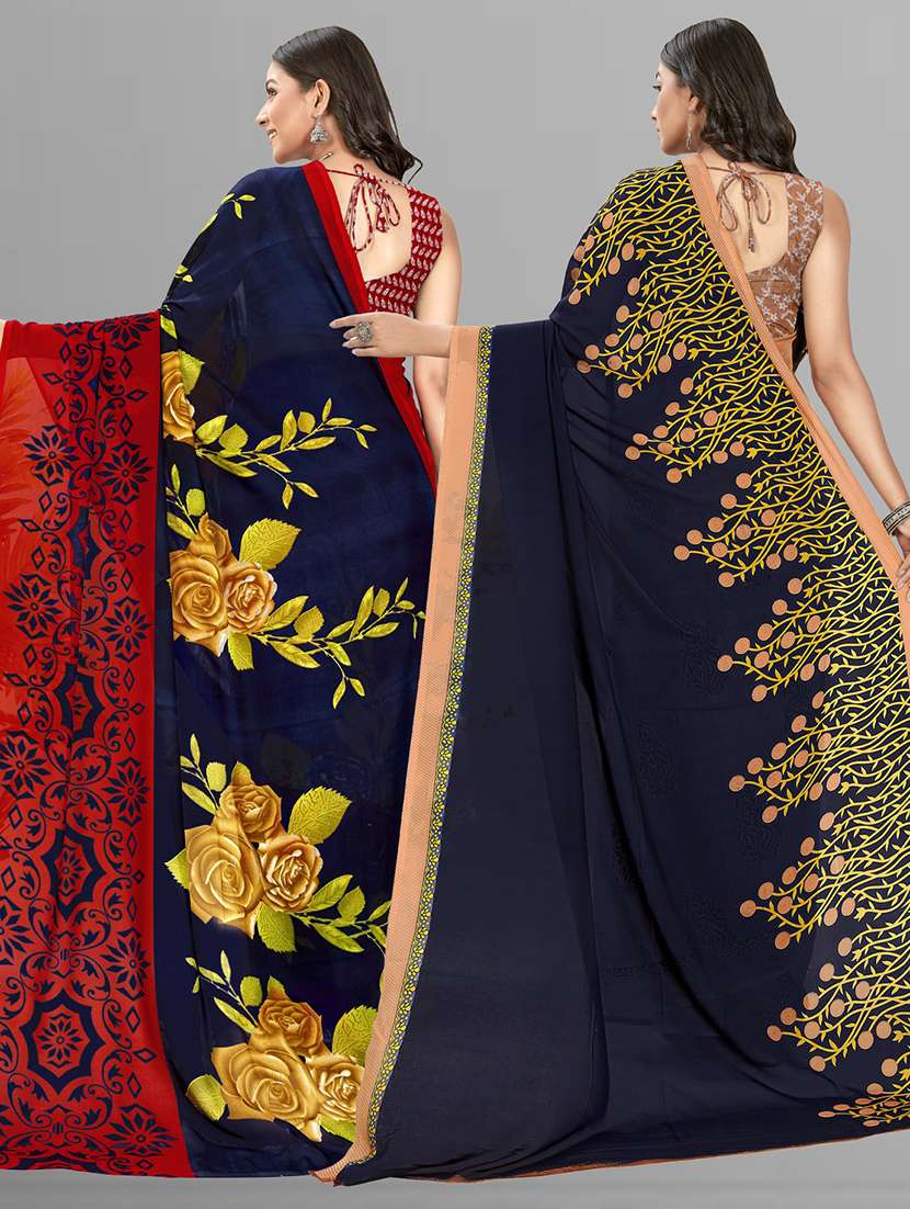 women pack of 2 casual wear combo sarees with blouse - 21475595 -  Standard Image - 1