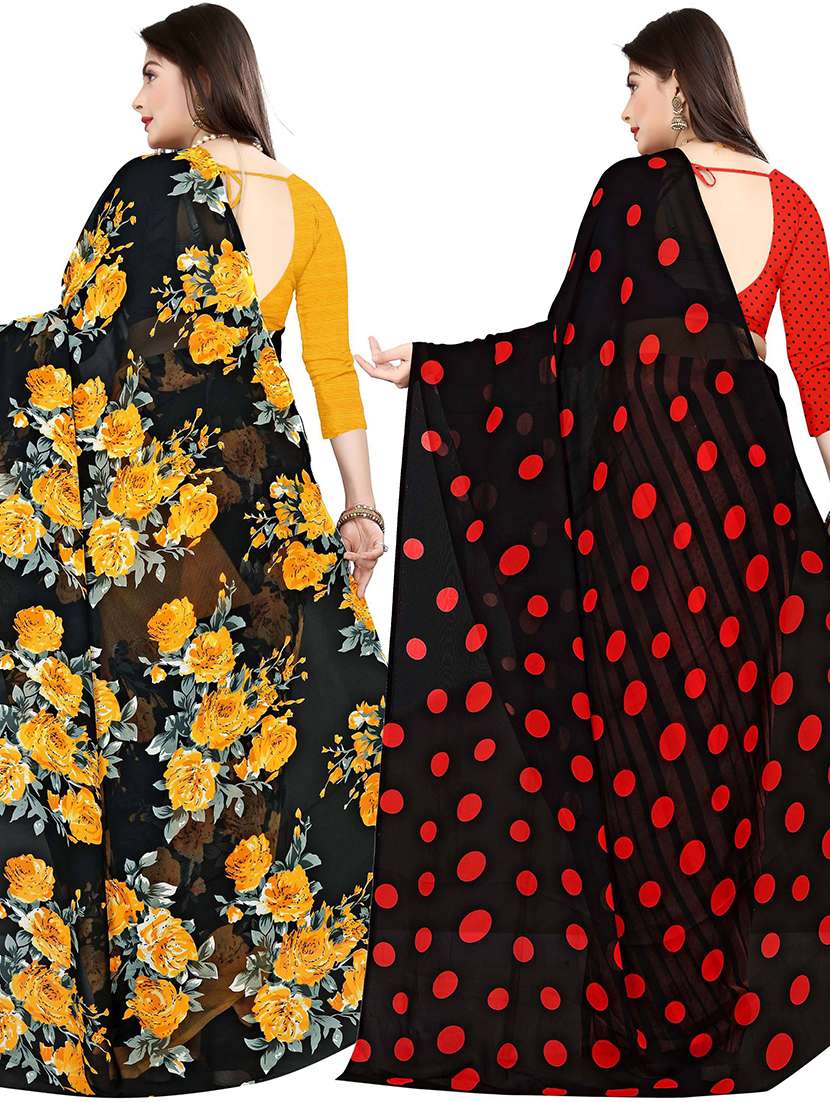 women pack of 2 casual wear combo sarees with blouse - 21475634 -  Standard Image - 1
