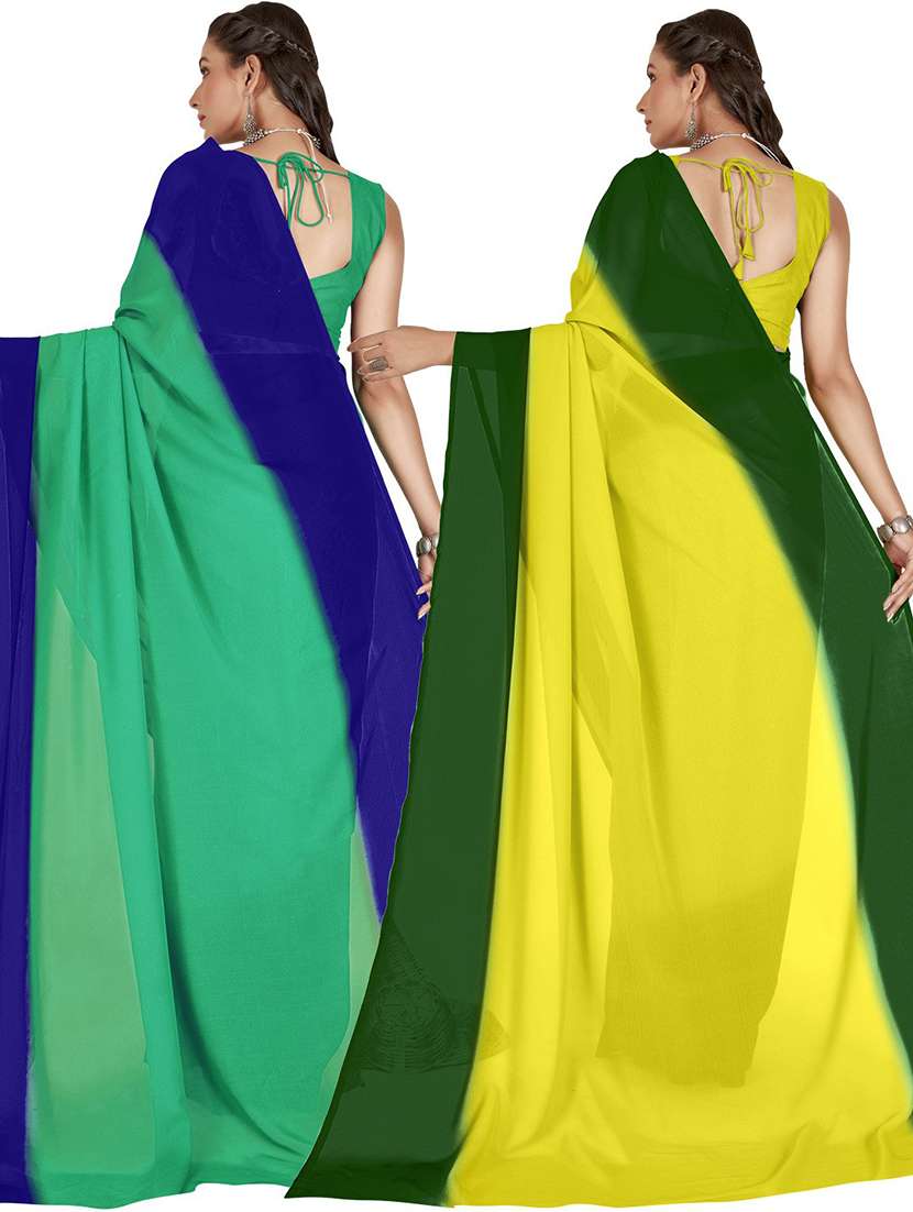 women pack of 2 casual wear combo sarees with blouse - 21475638 -  Standard Image - 1